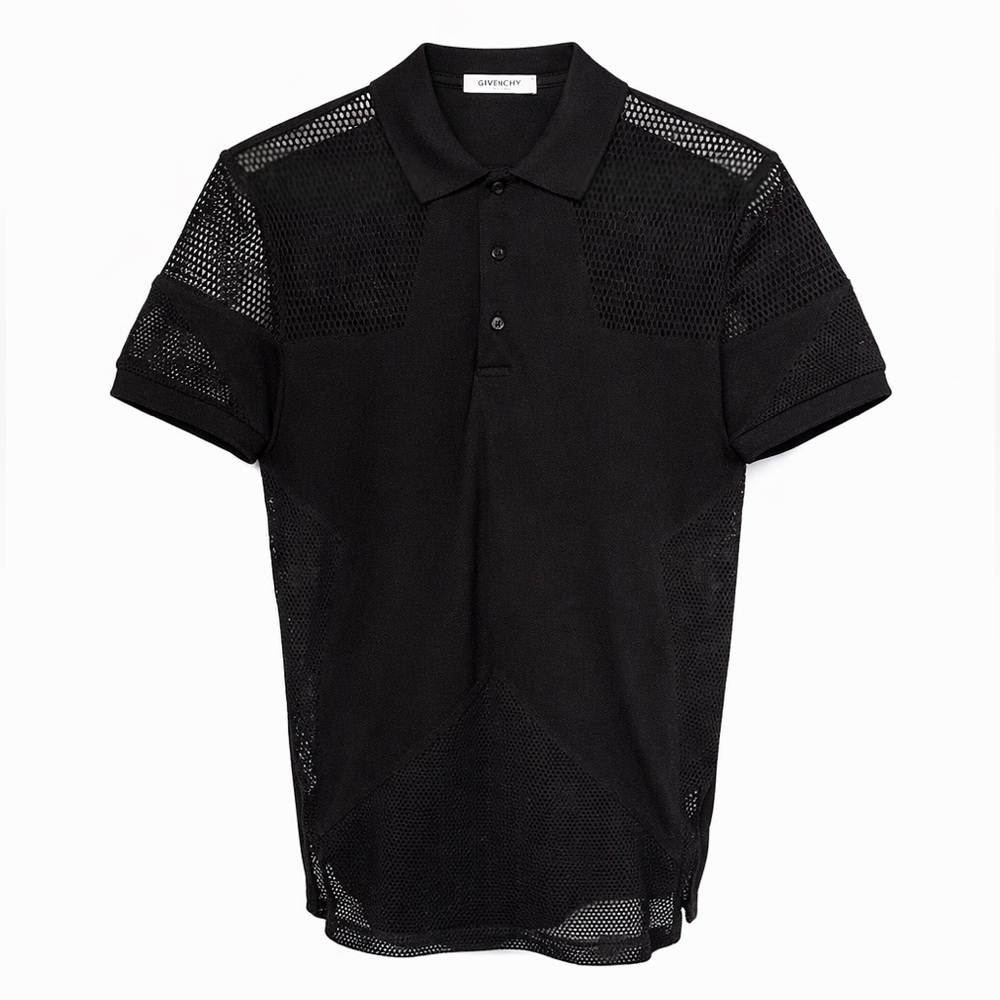 Givenchy Black Polo with Sheer Mesh Panels